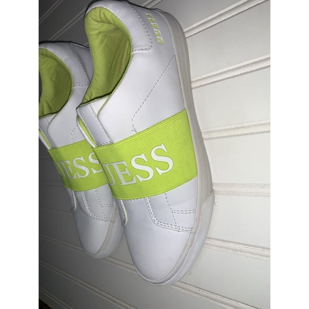 Guess‎ White Fluorescent Yellow Slip On Women’s Tennis Shoes Sz 8.5 Med - Picture 5 of 10